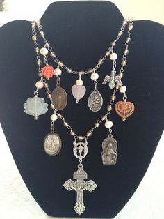 . Religious Necklaces, Christian Saints, Recycled Jewellery, Saint Medals, Jewelry Mirror