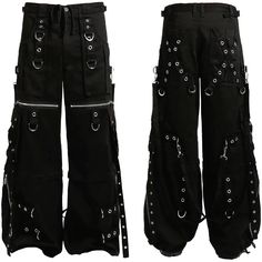 Black Gothic Pants, Punk Style Wide Leg Bottoms For Concerts, Grunge Bottoms With Pockets For Cosplay, Wide Leg Cotton Pants For Concert, Cotton Wide Leg Pants For Concert, Edgy Cosplay Pants With Pockets, Edgy Halloween Pants With Pockets, Grunge Pants With Belt Loops For Concerts, Punk Style Pants With Pockets For Concerts