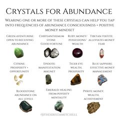 Spirituality Tips, Crystals For Abundance, Crystals For Wealth, Crystal Healing Chart, Crystals For Manifestation, The Crystals, Crystals Store