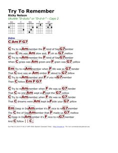 the guitar chords for try to remember