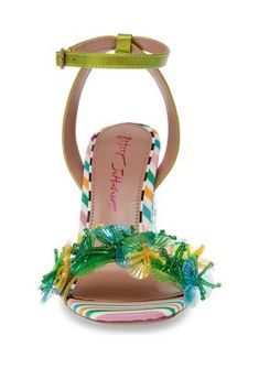 Betsey Johnson's Quinta heel is the life of the party! Featuring a molded Lucite block heel and hand-beaded embellishment, these shoes will make a statement. | Betsey Johnson Quinta Heeled Sandals, Green, 7M Clear Block Heels, Fun Heels, Life Of The Party, Women's Heels, Dress Sandals, Block Heels Sandal, Dress And Heels, Heeled Sandals, Shoe Box