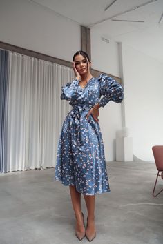 Midi Sleeve Dress, Puff Sleeve Midi Dress, Midi Dress Blue, Best Dress, Fabric Structure, Sleeve Midi Dress, Midi Dress With Sleeves, Blue Midi Dress, Clothes Line