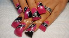 Duckfeet Nails, Duck Feet Acrylic Nails, Pink Nail Art Designs, Pink Nail Art, Pink Nail, Bling Nails, Long Nails