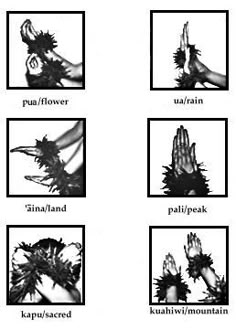 four different types of hands with the words in each language and pictures above them that are black and white