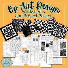 an image of op art design worksheets and project packet