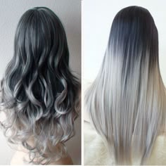 Gray ombre hair color trend for dark hair girls, worth following 2015 summer Black To Grey Ombre Hair, Grey Ombre Hair, Ombre Hair Extensions, Different Hair, Ombre Hair Color, Grunge Hair, Dream Hair, Hair Color Trends, Silver Hair