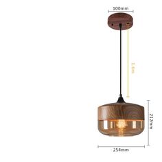 an image of a wooden light fixture with measurements