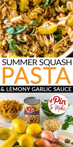 Summer Squash pasta is the perfect healthy pasta dish and is chock-full of goodies like pine nuts, cannellini beans, zucchini, and yellow squash. Seasoned with garlic, lemon, shallots, capers, and red pepper flakes. Toss in some baby arugula for extra crunch and flavor. You’ve got yourself a summer pasta dish worthy of company. Make this Summer Squash Pasta With Lemony Garlic Sauce for dinner tonight! | @veggiefunkitchen