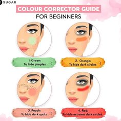 Skin Corrector Color Correction, Colour Concealer Guide, Make Up Color Correction, Makeup Color Correcting Guide, Color Correction Makeup Guide, Colour Corrector Guide For Indian Skin, How To Apply Color Corrector, How To Color Correct Makeup