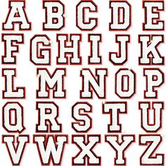 the upper and lower letters are made out of red, black and white plastic tape