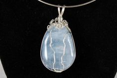 Celestite Sterling Silver Wire Wrapped Pendant by AliraTreasures, $72.00 Blue Celestite, Blue Gemstones, Stone Pendants, Stone Necklace