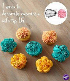 cupcakes with different colored frosting on them and the words, 7 ways to use