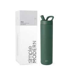 thermos bottle is next to an unopened box on a white background