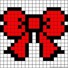 a cross stitch pattern with red and black squares