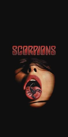 the poster for scorpions shows a woman's face with her mouth open and tongue out