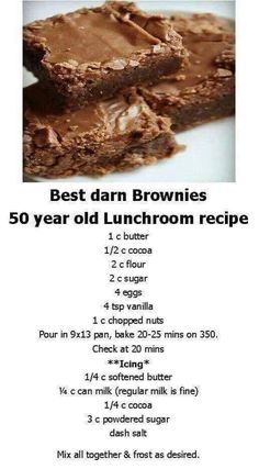 the recipe for brownies is shown on this page