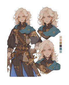 some character designs for the game fire emblem, which includes blonde hair and blue eyes