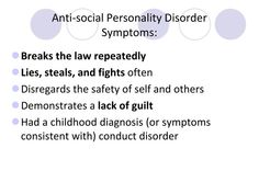 the words anti - social personality disorder and other things that can be seen in this text