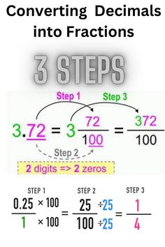 three steps to convert two numbers into fractions with the same number as one step