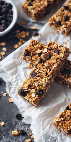 granola bars with chocolate chips and coffee beans