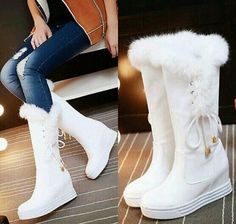 Girly Shoes Boots, Knee High Boots Winter, Knee Boots Outfit, High Boots Outfit, Fur Top, Boating Outfit