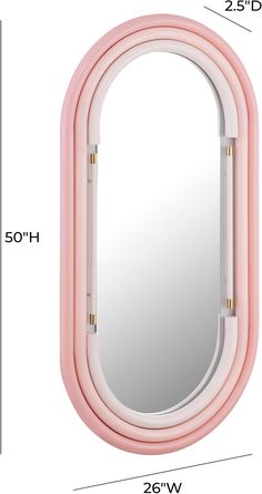 an oval mirror is shown with measurements