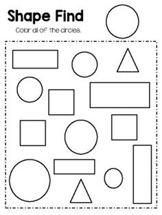 the shape finder worksheet is shown in black and white, with different shapes