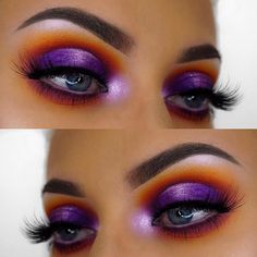 Purple And Orange Eyeshadow, Fantasy Eyeshadow, Stunning Eye Makeup, Orange Eyeshadow, Drag Make-up, Eyeshadow Pencil, Make Up Inspiration, Best Eyeliner, Silk Lashes