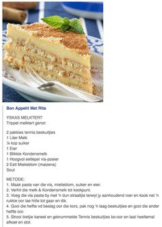 the recipe for this cake is in english and has an image of a piece of cake on