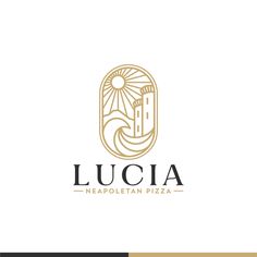 the logo for lucia neapoletan pizza, which is designed in gold and white