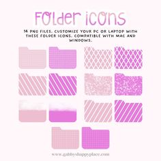 Computer Folder Icons Pink And Purple Icons, Computer Folder Icons, Pretty Workspace, Desktop Folder Icons, Wallpaper Crafts, Motivational Printables, Computer Wallpapers, Meal Planning Printable, Folder Icon