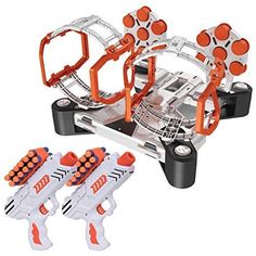 PRICES MAY VARY. ULTIMATE SHOOTING TARGETS GAME KIT: The Astroshot Gyro multi player target shooting game set includes 2 foam dart guns, 2 rotating obstacles, 14 plastic gun targets, 24 soft foam darts, and 2 dart holders NERF-COMPATIBLE SHOOTING GAME: Grab the toy guns, load it with 1 soft foam dart at a time, cock, aim, get past the spinning target obstacles, and knockdown all gun targets from up to a 20ft shooting range; these space guns are compatible with Nerf darts and accessories EASY ASS Target Practice Shooting, Targets For Shooting, Nerf Accessories, Indoor Play Equipment, Target Toys, Nerf Darts, Blue Dart, Nerf Party, Nerf Toys