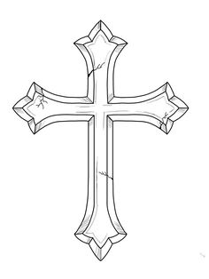 the cross is drawn in black and white