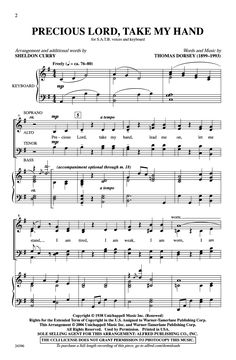 sheet music with the words precious lord take my hand