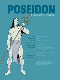 the poster for poseidon, the earth shaker