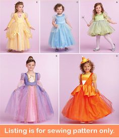 children's and girls'princess dresses sewing pattern from the simplicity book, 1303