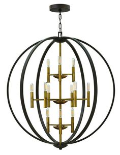 an orb chandelier with six lights hanging from the ceiling