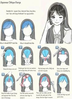 Hats With Bangs How To Wear A, Wet Bangs Hairstyle, How To Curl My Bangs, Asian Style Bangs, Cute Bangs Tutorial, How To Part Bangs, Fluffy Side Bangs, Kawaii Bangs Hairstyles, Braid Hairstyle With Bangs