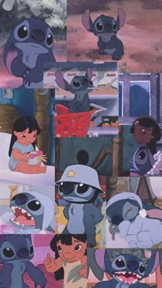 lili and stitch collage with images of lili's family in the background