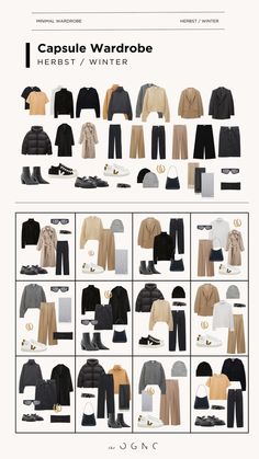 Chic Capsule Wardrobe, Minimalist Wardrobe Capsule, Fall Winter Capsule Wardrobe, Capsule Wardrobe Casual, Winter Travel Outfit, Capsule Wardrobe Outfits