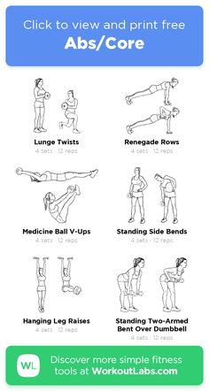 an exercise poster with instructions to do the abs core