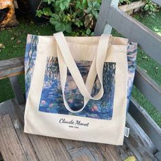 "Claude Monet French Oil Painter \"Water Lilies 1840-1926\" Aesthetic Canvas Art Tote Bag with Zip Closure & Inner Pocket Book tote bag - Tote bag books - Aesthetic tote bag - Aesthetic art tote - Aesthetic art bag - Tote bag with zip - Tote with zipper - Tote with pocket - Shoulder bags - Canvas tote bag - Museum lover bag - Museum tote bag - Environmentally friendly tote bag - Aesthetic handbag - Gifts for Book Lovers - Gifts for Her - Gift for Art Lovers About the Art: Claude Monet's iconic Water Lilies Nympheas paintings were created during the last 30 years of his life. Monet began to create his Water Lilies series in the 1890s, when he moved to his home and studio in Giverny, France. It was here, in his beloved garden, that he found inspiration and created some of his most recognizab Aesthetic Canvas Art, Claude Monet Water Lilies, Aesthetic Canvas, Monet Water Lilies, Unique Tote Bag, Art Tote Bag, Art Bag, Bags Aesthetic, Cute Tote Bags