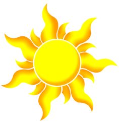 a yellow sun is shown on a white background