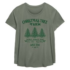 She'll love celebrating the Holiday season with this Plus Size Christmas Tree Farm Since 1930 Flowy Graphic Tee. FEATURES Scoopneck Short sleevesFABRIC & CARE Cotton, polyester Machine wash Imported Size: 0X. Color: Sage. Gender: female. Age Group: adult. Plus Size Christmas, Christmas Tree Farm, Tree Farm, Tree Farms, Womens Clothing Tops, Fabric Care, Gender Female, The Holiday, Graphic Tee