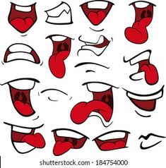 cartoon mouths and eyes with different expressions on white background stock photo, royalty images, clip art