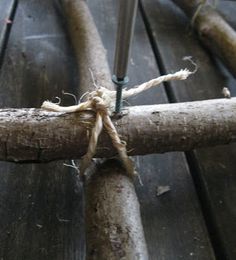 a piece of wood that has been tied up