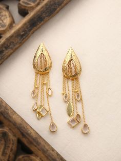 * It's dainty and can be worn every day * A special piece you'll treasure * High-quality materials and attention to detail Dual-tone Drop Danglers, Elegant Meenakari Dangle Danglers, Diwali Reception Chandelier Drop Earrings, Diwali Reception Drop Chandelier Earrings, Gold Dual-tone Kundan Earrings, Gold Dual-tone Danglers, Elegant Danglers With Latkans For Reception, Elegant Brass Jhumka Drop Earrings, Gold Dual-tone Brass Earrings