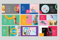 an image of a brochure that is designed to look like it has different colors and shapes