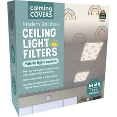 modern rainbow ceiling light covers set of 4 in white and blue packaging with sun design