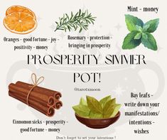 PROSPERITY SIMMER POT! This simmer pot will not only let the magic flow freely threw out your home but will also make your home smell incredible 😍🌿✨ Make this simmer pot any time but would work best on a Thursday, to attract the highest potential of prosperity into your life Comment if you are going to make this simmer pot! Manifestation Simmer Pot, Cleansing Simmer Pot Recipes, Herbal Simmer Pot Recipes